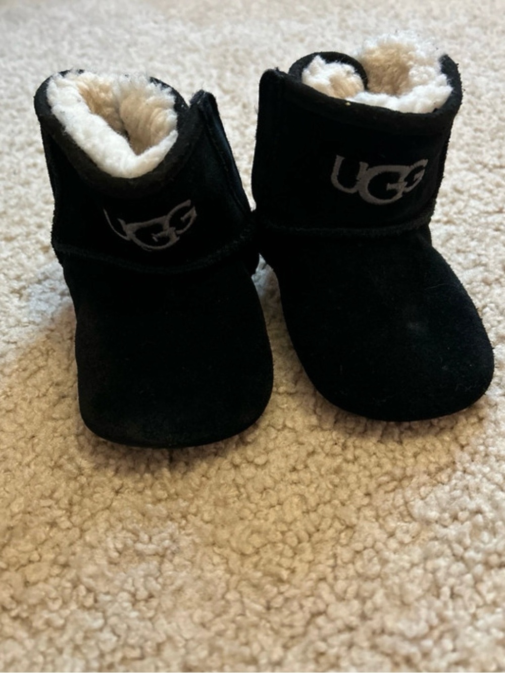 UGG Black Baby Suede Shearling Booties